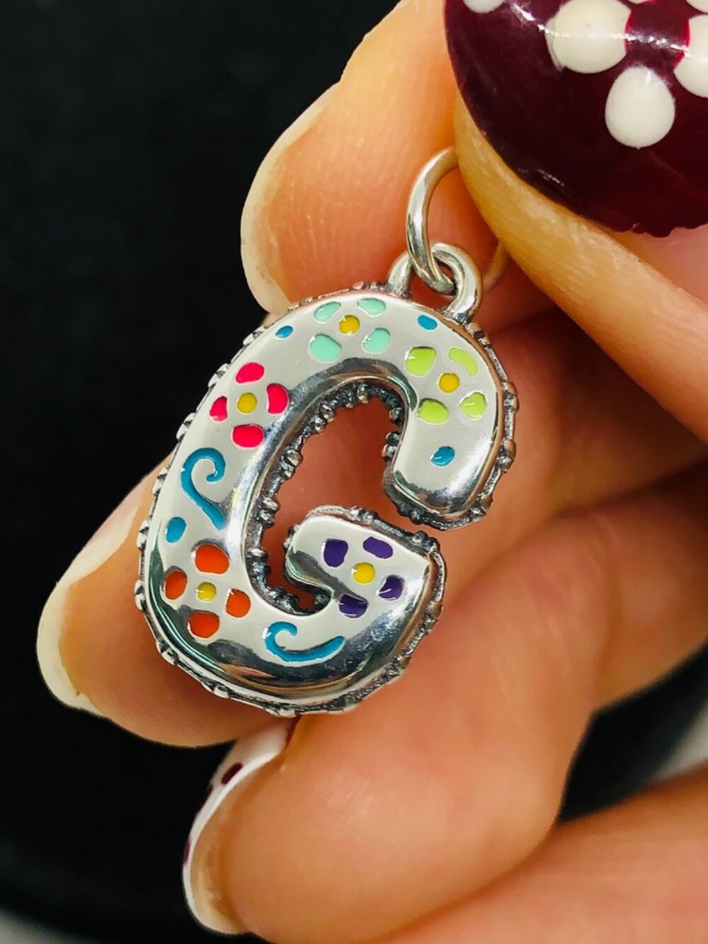 James Avery Enamel Consuela Floral Initial Charm Letter G Dangle Charm